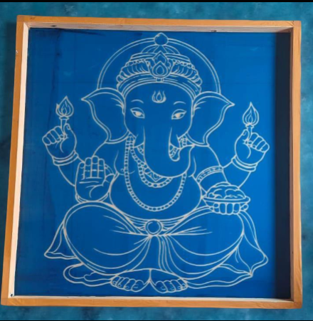 Rangly Jumbo " GANESH" God Face rangoli wooden Stencil -Elevate Your Spiritual Space