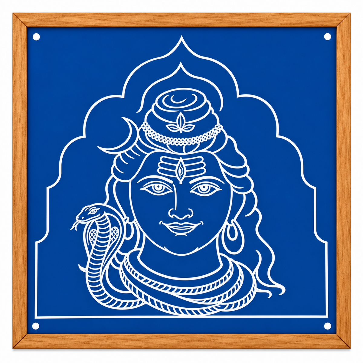 Lord Shiva Face Wooden Kolam Stencil for Pooja, Festivals & Home Decoration