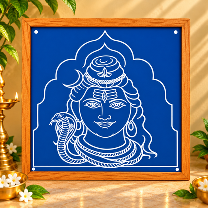 Lord Shiva Face Wooden Kolam Stencil for Pooja, Festivals & Home Decoration