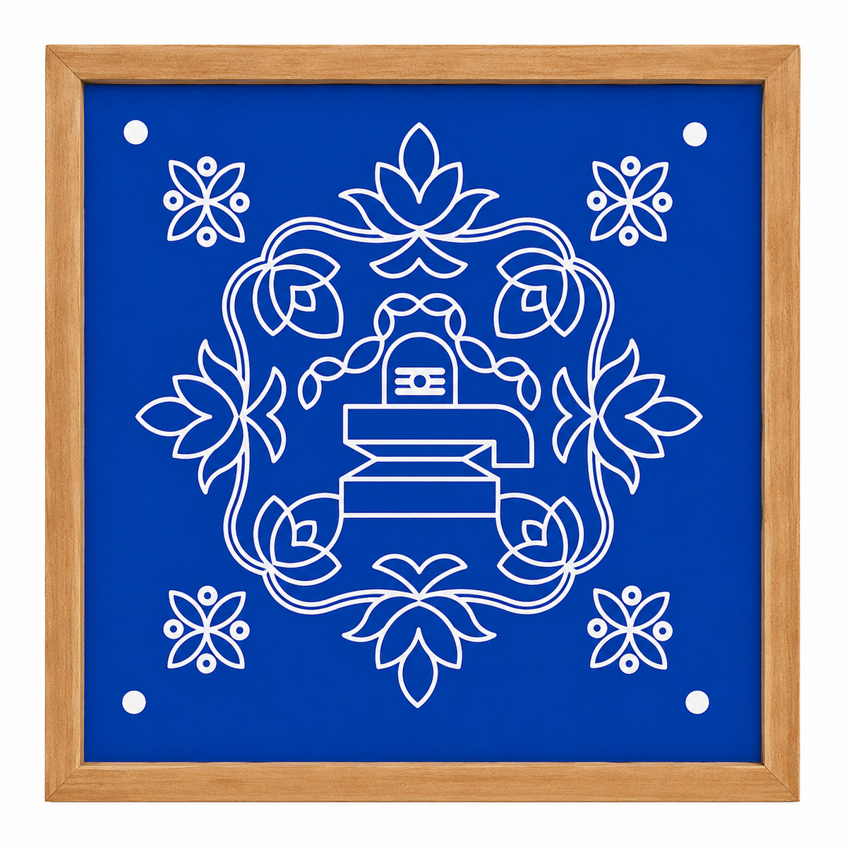 Rangly Shivalingam with flowers  Rangoli Stencil Wooden 10×10 inches Pack of 1 Piece