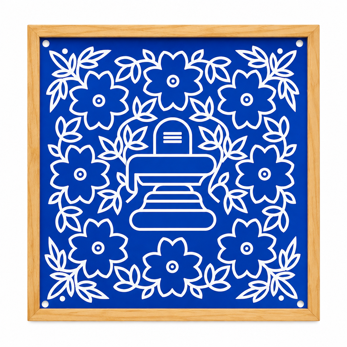 Rangly Shivalingam with flowers Model 2 Rangoli Stencil Wooden 10×10 inches Pack of 1 Piece