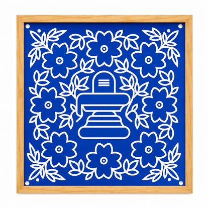 Rangly Shivalingam with flowers Model 2 Rangoli Stencil Wooden 10×10 inches Pack of 1 Piece