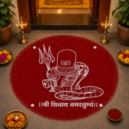 Rangly Shivalingam with flowers Model 6 Rangoli Stencil Wooden 10×10 inches Pack of 1 Piece