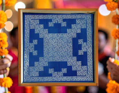 Rangly Jumbo Square South Indian Big Kolam Design Stencil Wooden 20x20 Inches Pack of 1 piece