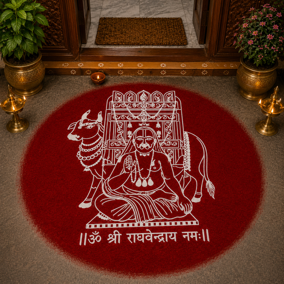 "Sri Ragavendra Swamy"Rangoli wooden Stencil -Elevate Your Spiritual Space