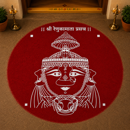 Rangly ஸ்ரீ ரேணுகாமாதா பிரசன்ன ரங்கோலி டிசைன் ஸ்டென்சில் மரத்தால் ஆனது 10x10 இன்ச் 1 பீஸ் கொண்ட பேக்