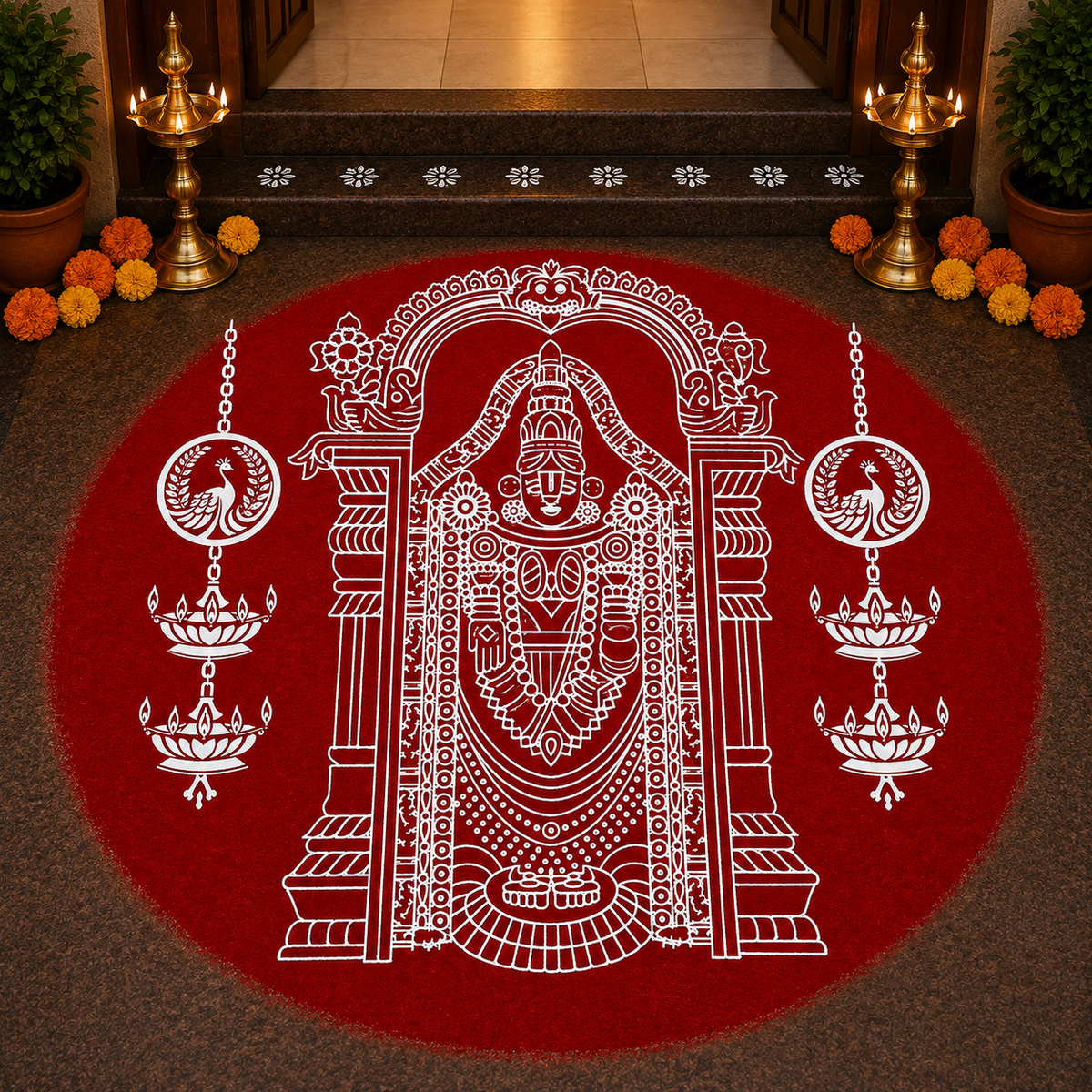 Sri Venkateshwara Kolam Stencil - Mangala Ashirwad