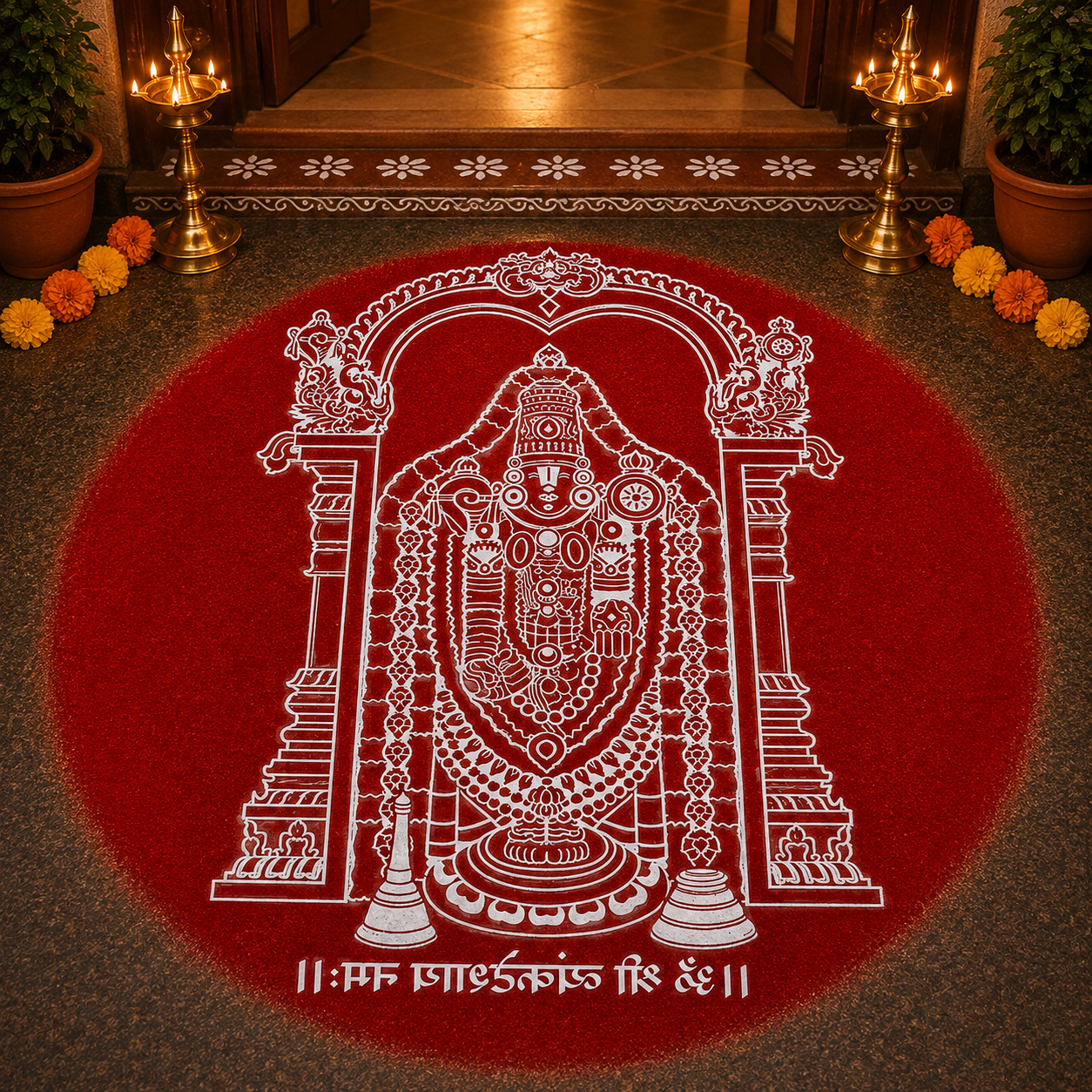 Rangly Sri Venkateshwara Rangoli Design Stencil Wooden 10x10 Inches Pack of 1 piece
