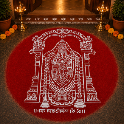 Rangly Sri Venkateshwara Rangoli Design Stencil Wooden 10x10 Inches Pack of 1 piece