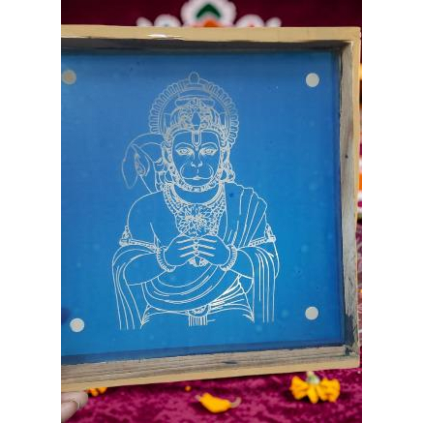 "Sri Hanuman" God Face Rangoli wooden Stencil -Elevate Your Spiritual Space