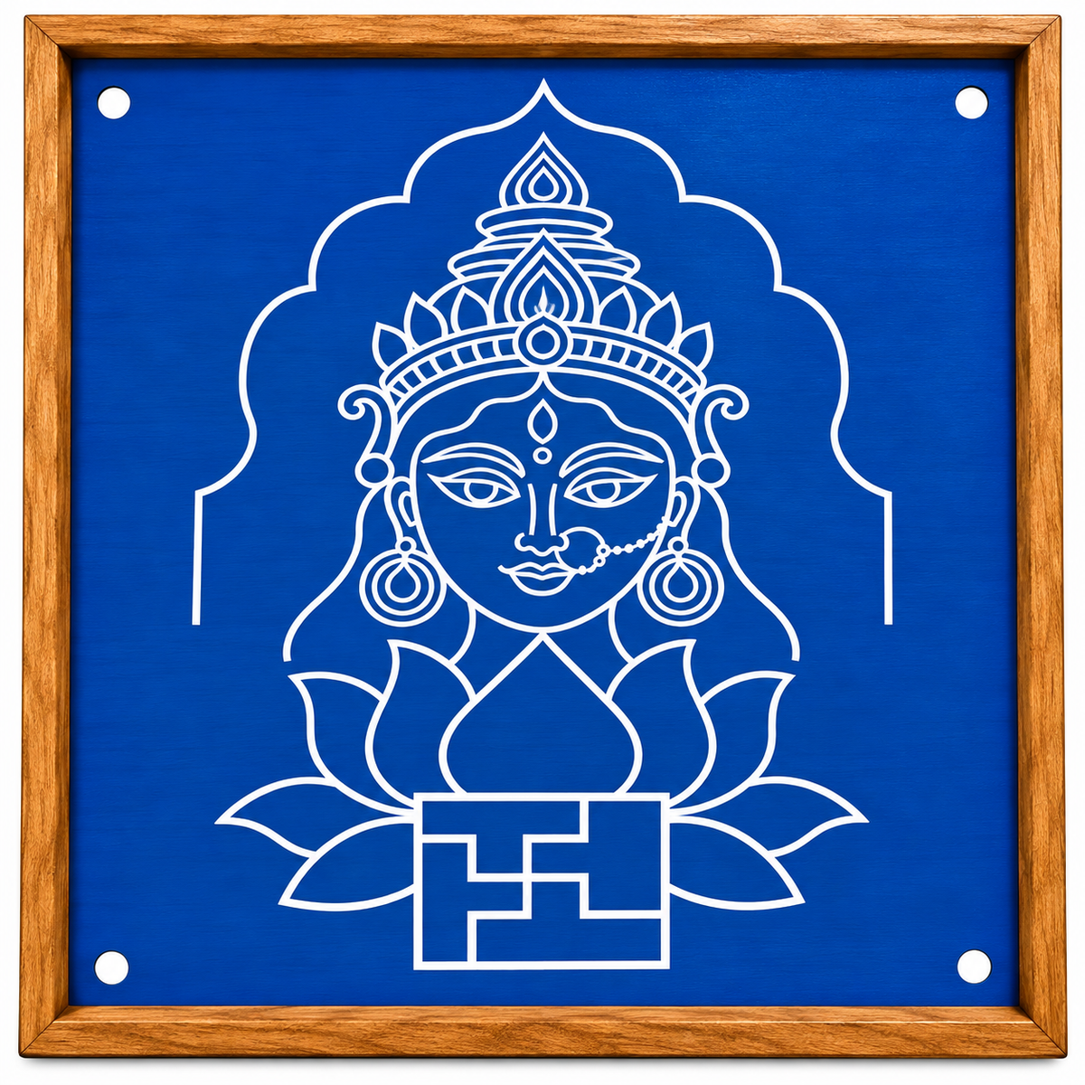Swasthi Devi Wooden Kolam Stencil for Pooja, Festivals & Home Entrance Decoration