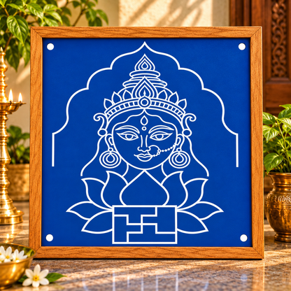 Swasthi Devi Wooden Kolam Stencil for Pooja, Festivals & Home Entrance Decoration