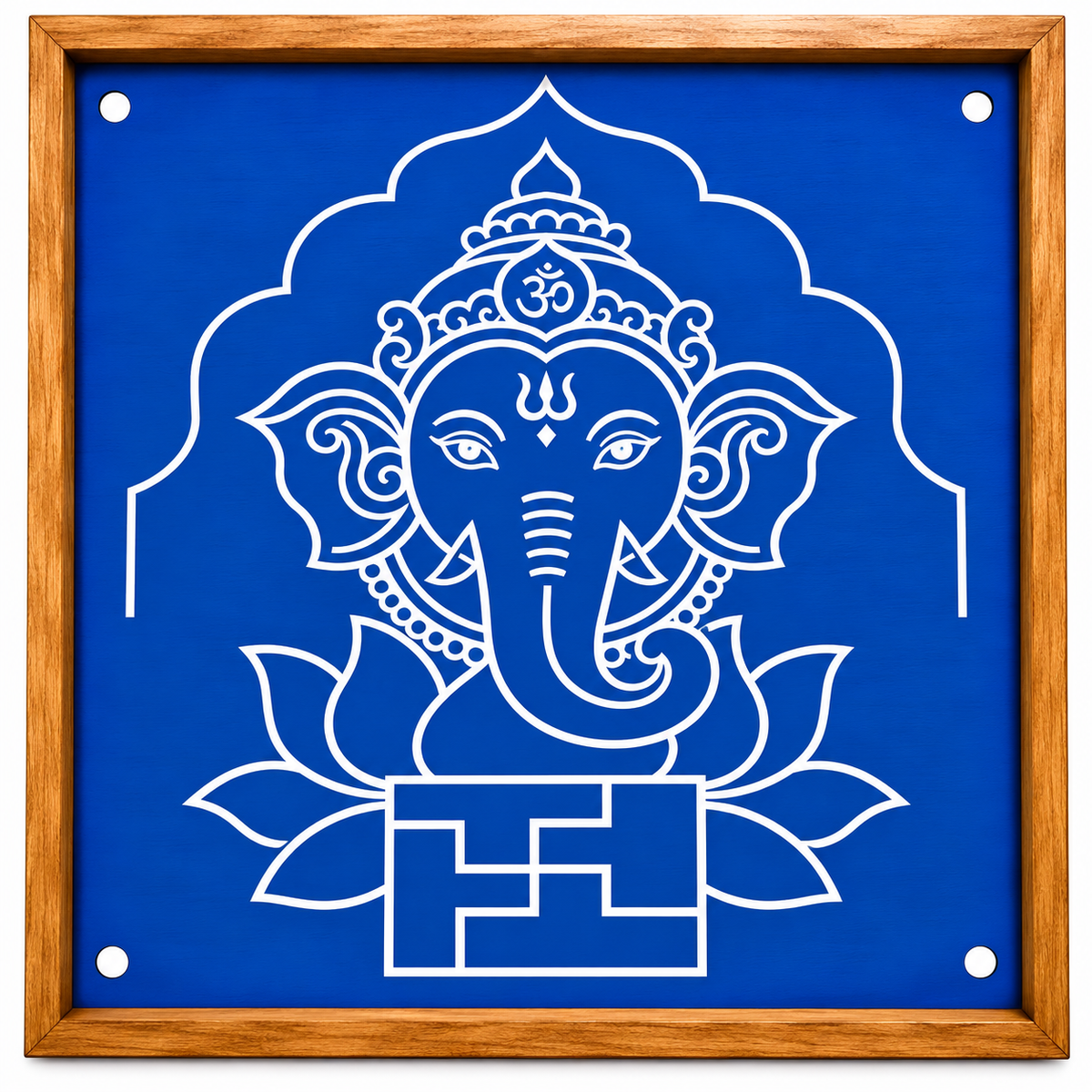 Swasthi Ganapathi Wooden Kolam Stencil for Pooja, Festivals & Home Entrance Decoration
