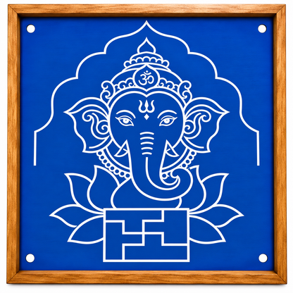 Swasthi Ganapathi Wooden Kolam Stencil for Pooja, Festivals & Home Entrance Decoration