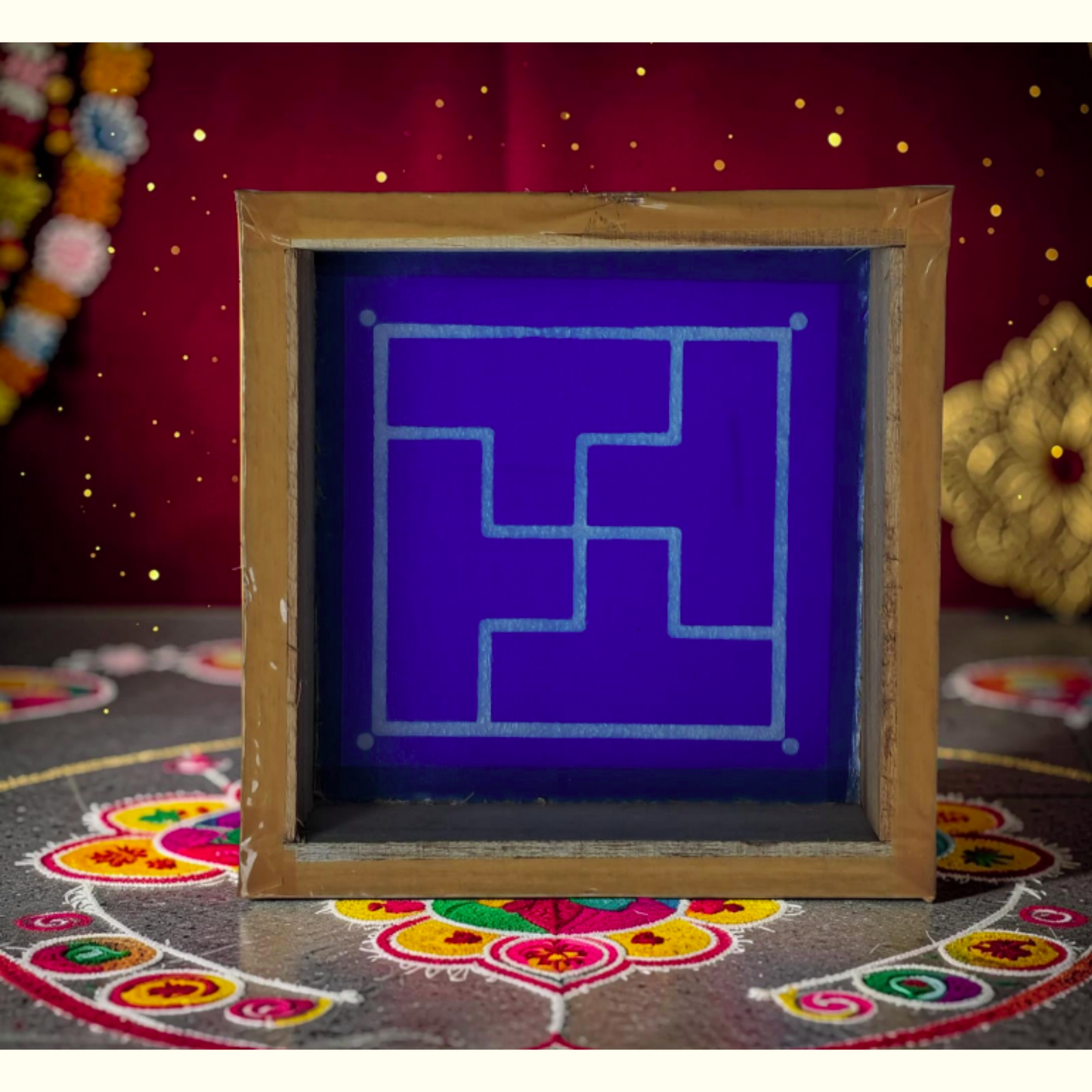 Swastika Padhmam Design 2 Yantra Rangoli wooden Stencil -Elevate Your Spiritual Space