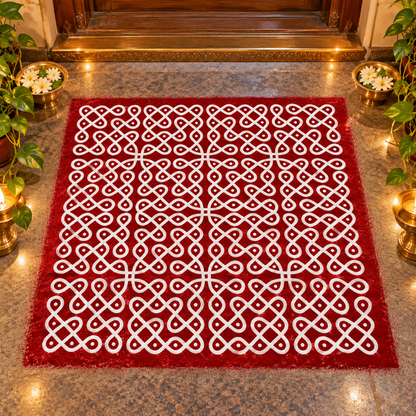 Traditional Chikku Kolam Stencil – Intricate Knot Design for Pooja & Festive Rangoli