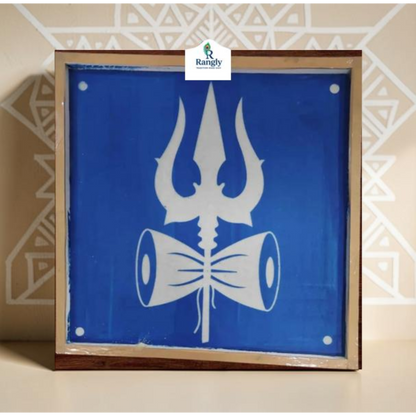 Trishul Face Kolam Stencil - Symbol of Divine Power and Protection