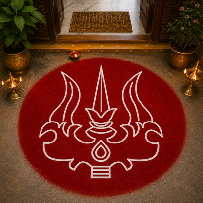 Rangly " Trishulam" Rangoli Kolam Stencil - Symbol of Divine Power and Protection