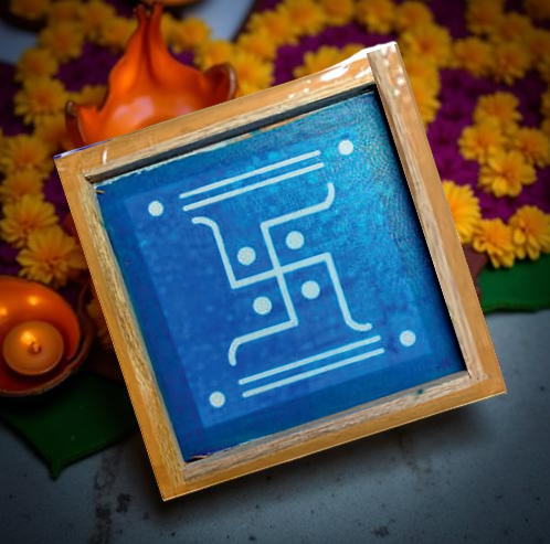 Rangly Swastik Square Rangoli Stencil Wooden 5X5 inches Pack of 1 piece