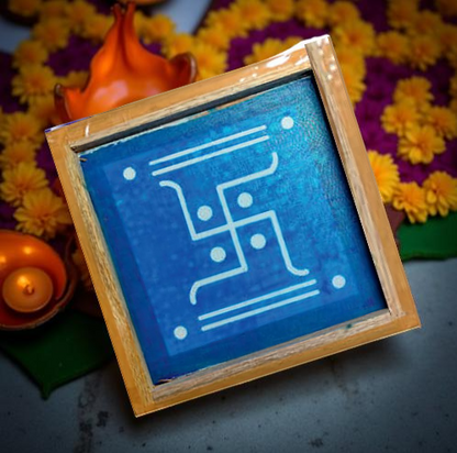 Rangly Swastik Square Rangoli Stencil Wooden 5X5 inches Pack of 1 piece