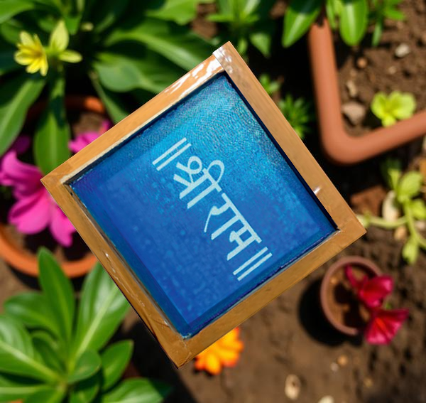 Rangly Shri Ram Name Rangoli Stencil Wooden 5X5 inches Pack of 1 piece