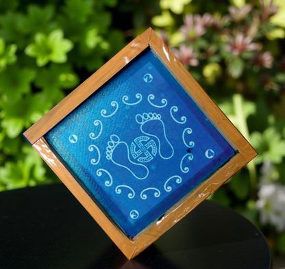 Rangly Lakshmi Padam with Border Symbol Rangoli Stencil Wooden 5*5 Inches Pack of 1 piece