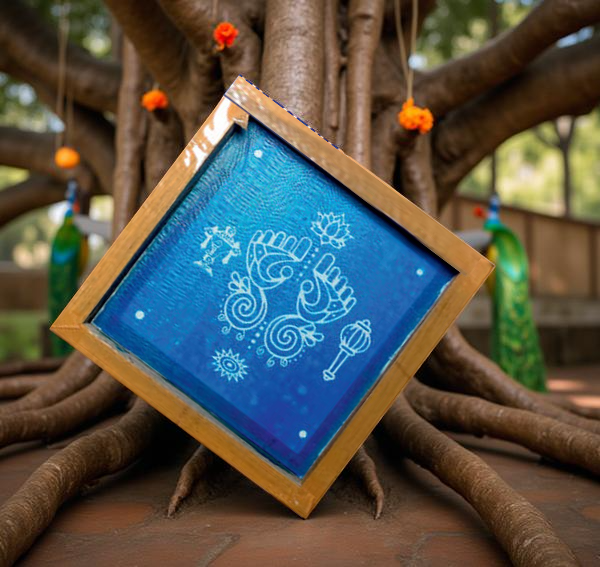 Rangly Lakshmi Padam Model 2 Rangoli Stencil Wooden 5X5 inches Pack of 1 piece