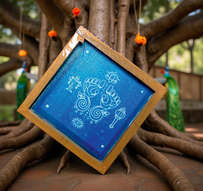 Rangly Lakshmi Padam Model 2 Rangoli Stencil Wooden 5X5 inches Pack of 1 piece