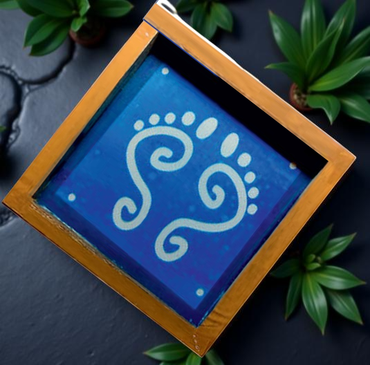 Rangly Lakshmi Paduka Rangoli Stencil Wooden 5*5 Inches Pack of 1 piece