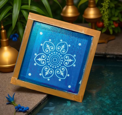 Rangly Mandala Kolam Rangoli Stencil Wooden 5X5 Inches Pack of 1 piece