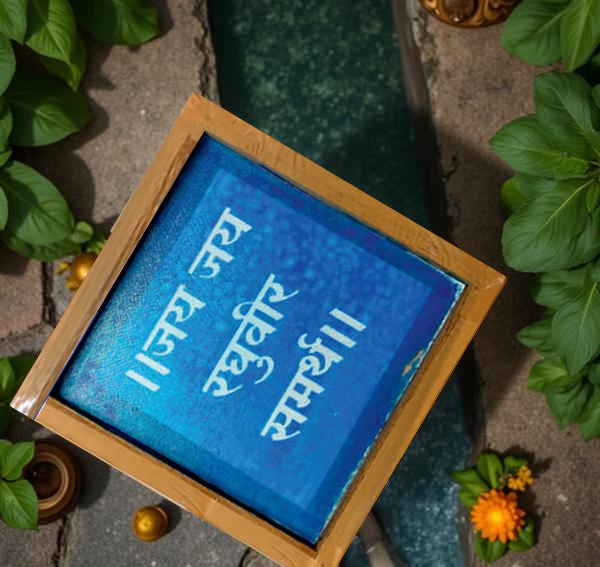 Rangly Jai Jai Raghuveer Samarth Rangoli Stencil Wooden 5X5 Inches Pack of 1 piece