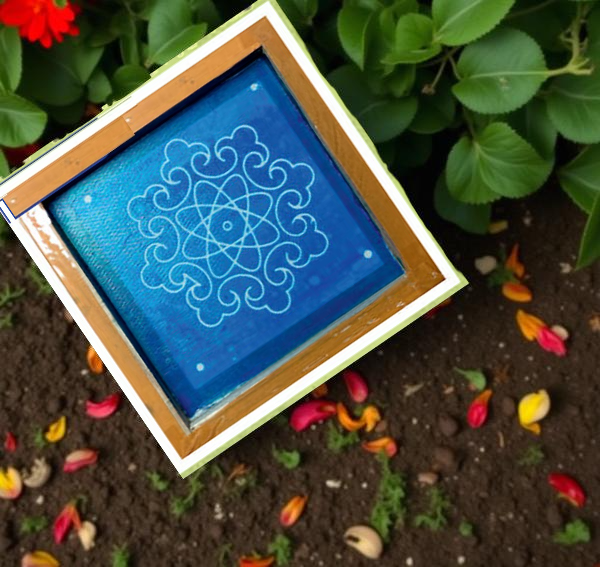 Rangly Floral geometric pattern Rangoli Stencil Wooden 5X5 inches  Pack of 1 piece