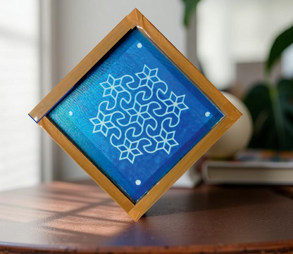 Rangly Star Design  Rangoli Stencil Wooden 5*5 Inches Pack of 1 piece