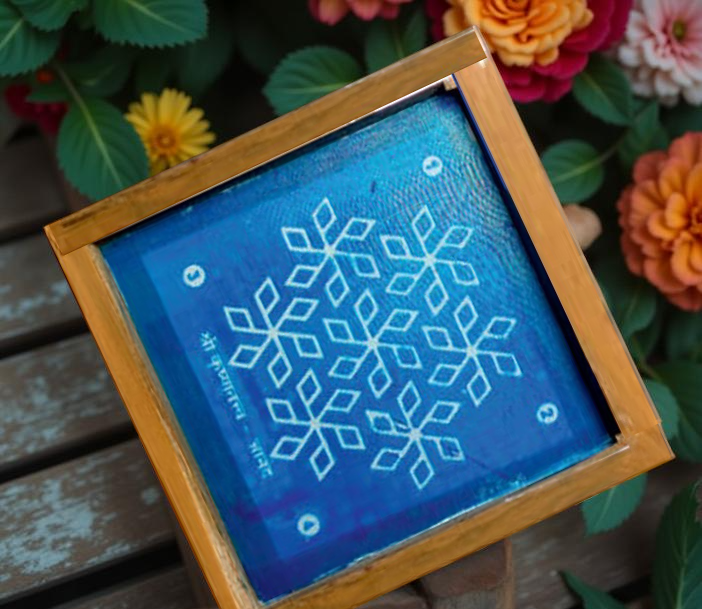 Rangly Flower Pattern Rangoli Stencil Wooden 5*5 Inches Pack of 1 piece