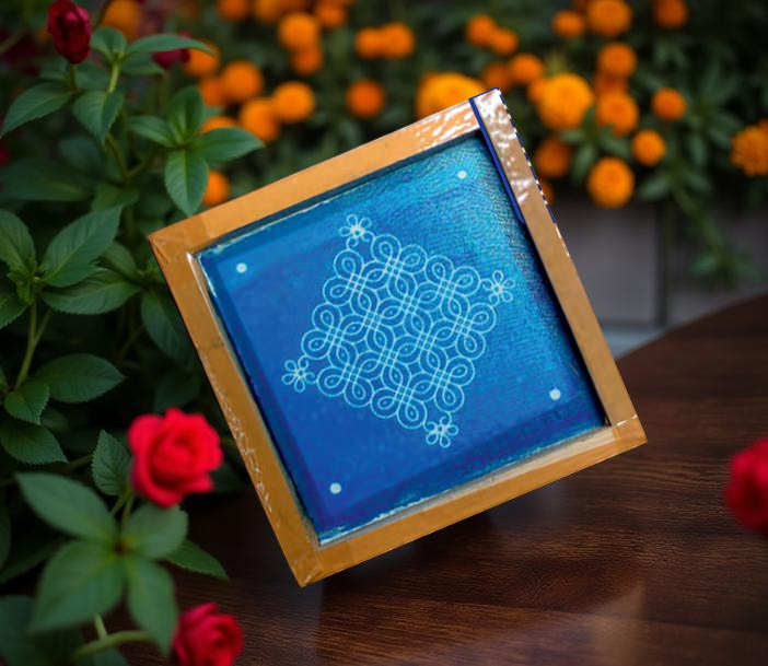 Rangly   Grid Mandala Rangoli Stencil Wooden 5*5 Inches Pack of 1 piece