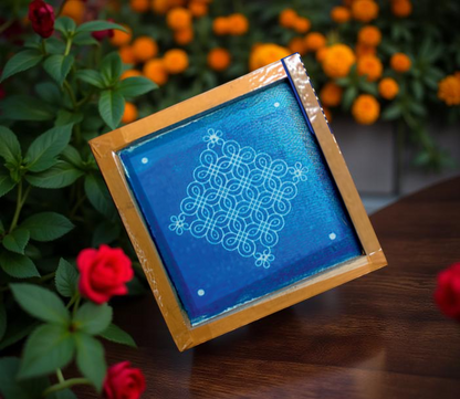 Rangly   Grid Mandala Rangoli Stencil Wooden 5*5 Inches Pack of 1 piece