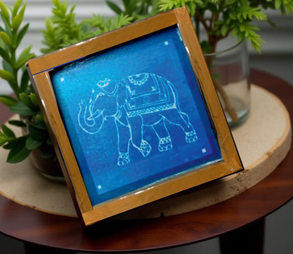 Rangly  Elephant with Trunk Raised Rangoli Stencil Wooden 5*5 Inches Pack of 1 piece