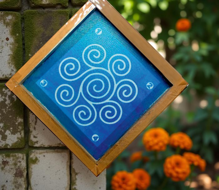 Rangly  Circular Swirl Kolam Rangoli Stencil Wooden 5*5 Inches Pack of 1 piece