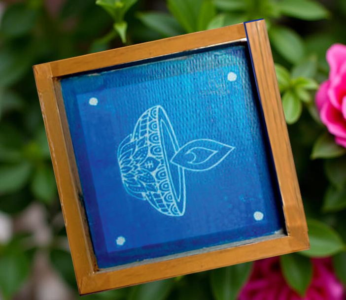 Rangly Lit Deepam (Diya) Rangoli Stencil Wooden 5*5 Inches Pack of 1 piece