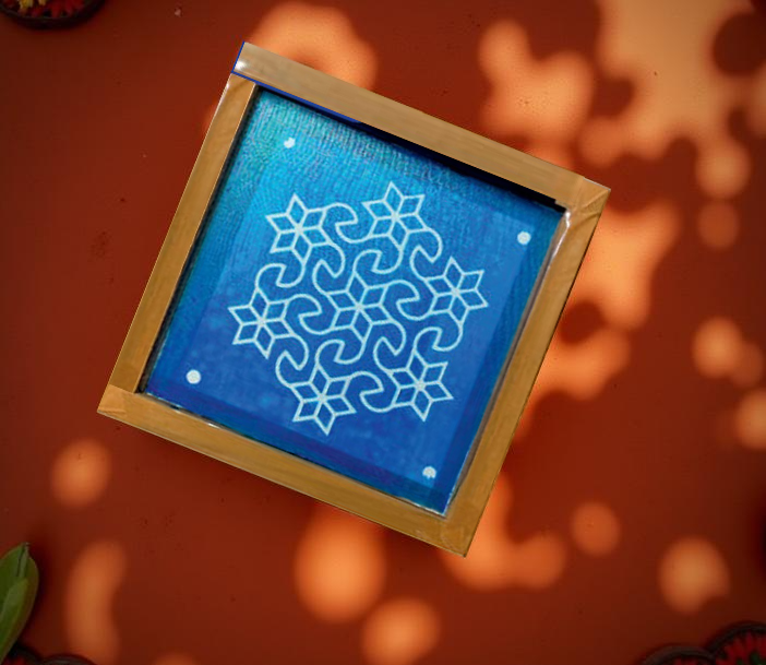 Rangly Star Design  Rangoli Stencil Wooden 5*5 Inches Pack of 1 piece