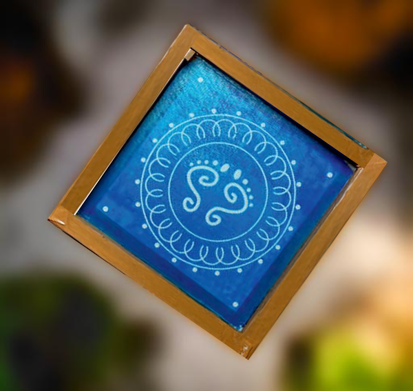 Rangly Laxmi charan paduka with Flower Design Rangoli Stencil Wooden 5*5 Inches Pack of 1 piece