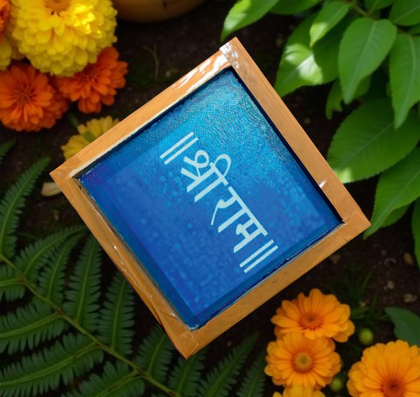 Rangly Shri Ram Name Rangoli Stencil Wooden 5X5 inches Pack of 1 piece