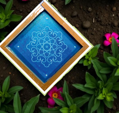 Rangly Floral geometric pattern Rangoli Stencil Wooden 5X5 inches  Pack of 1 piece