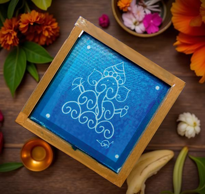 Rangly Ganesha Sitting Model Rangoli Stencil Wooden 5X5 Inches Pack of 1 piece