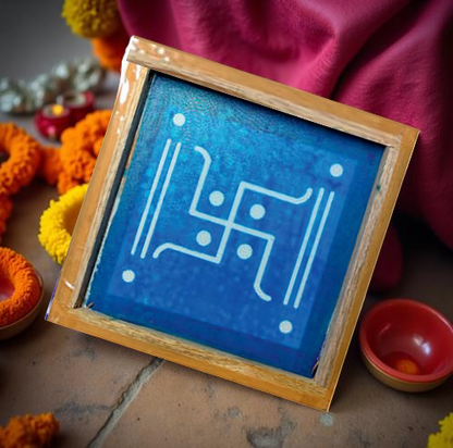 Rangly Swastik Square Rangoli Stencil Wooden 5X5 inches Pack of 1 piece