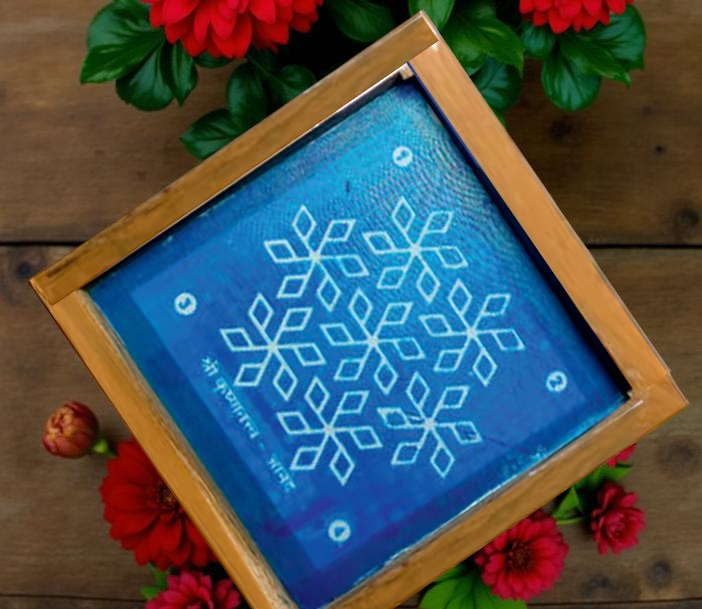 Rangly Flower Pattern Rangoli Stencil Wooden 5*5 Inches Pack of 1 piece