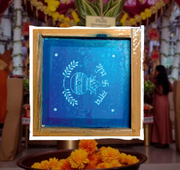 Rangly Kalash with Shubh Laabh Rangoli Stencil Wooden 5X5 inches Pack of 1 piece