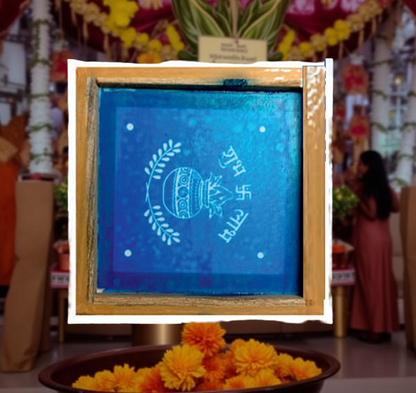 Rangly Kalash with Shubh Laabh Rangoli Stencil Wooden 5X5 inches Pack of 1 piece