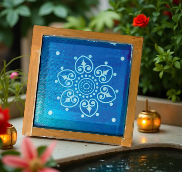 Rangly Mandala Kolam Rangoli Stencil Wooden 5X5 Inches Pack of 1 piece