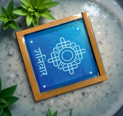 Rangly Mandala Geometric with Shanivar Kolam Rangoli Stencil Wooden 5*5 Inches Pack of 1 piece